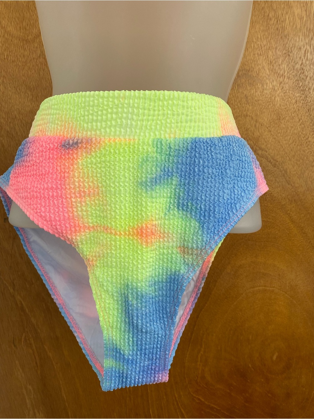 High-Waist Neon Tie-Dye Bikini Bottoms - Multicolor